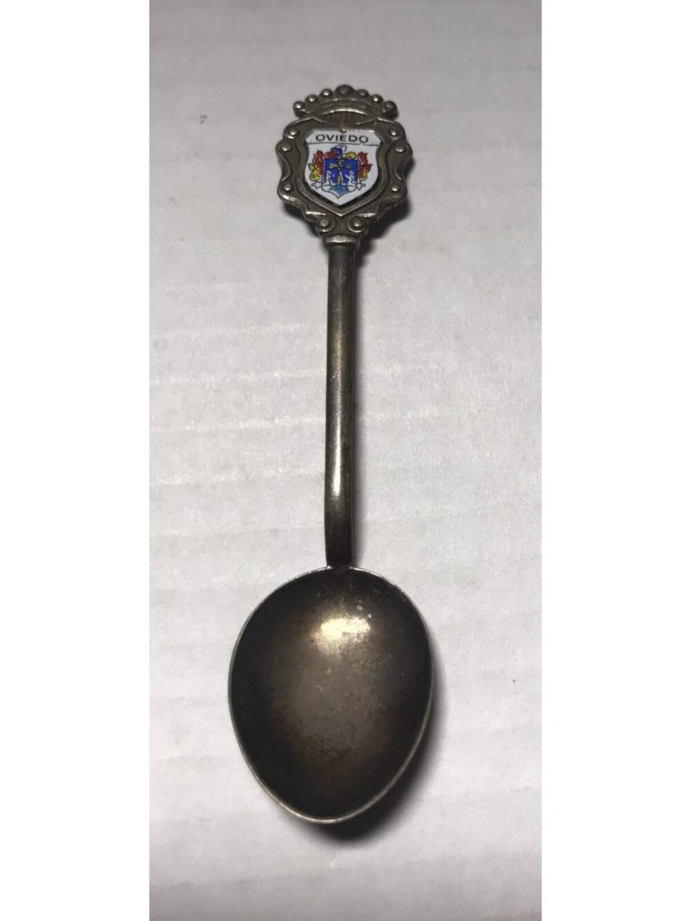 Vintage Oviedo Spain Silver plated Enamel Spoon Souvenir 4"